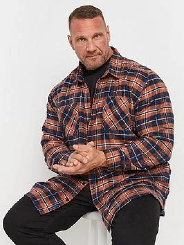 Image of BadRhino Check Print Long Sleeve Flannel Shirt Orange