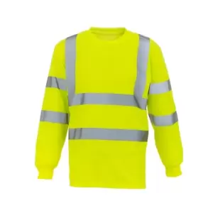Image of Yoko Adults Unisex Hi-Vis Long Sleeve T-Shirt (S) (Yellow)