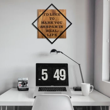 Image of I'D Like To Mark You As Walnut Black Decorative Wooden Wall Accessory