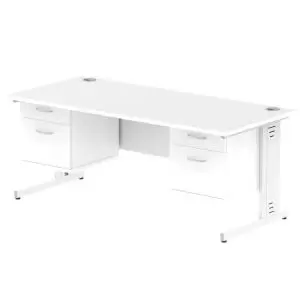 Image of Impulse 1800 Rectangle White Cable Managed Leg Desk White 2 x 2 Drawer
