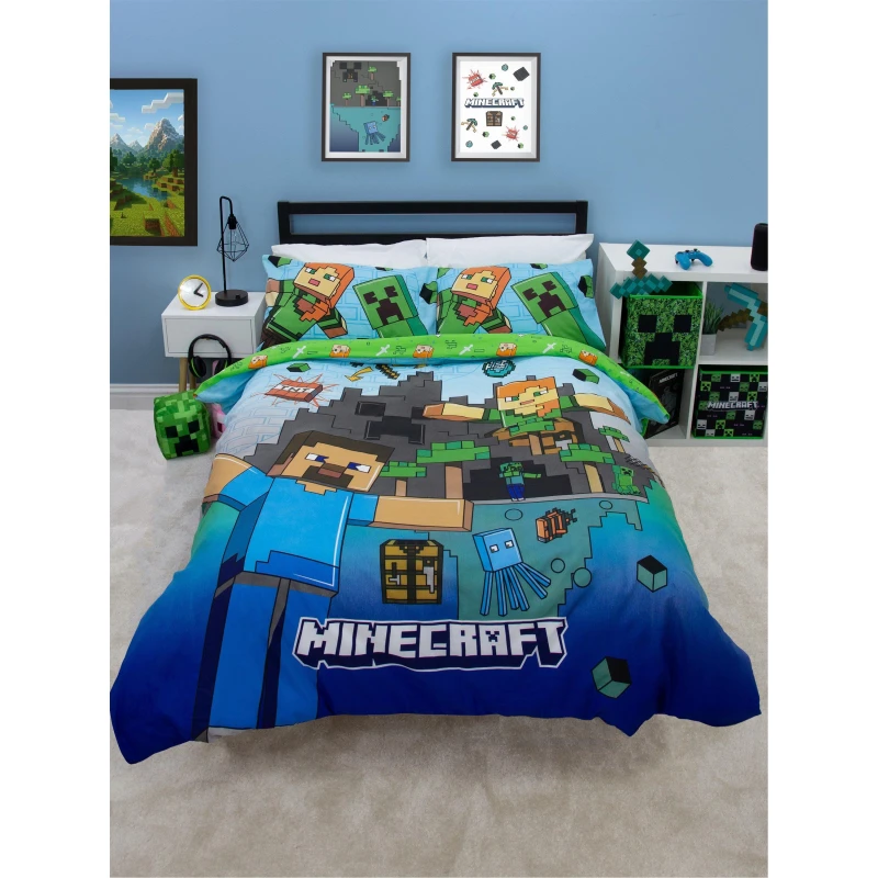 Image of Minecraft Levels Double Panel Duvet Multicolour unisex Double