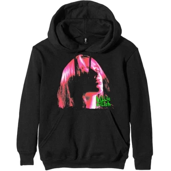 Image of Billie Eilish - Neon Shadow Pink Unisex Medium Hoodie - Black