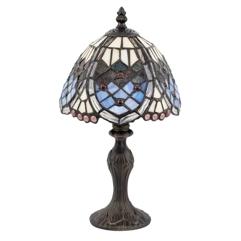 Image of Happy Homewares Handmade Beaded Coloured Stained Glass Tiffany Table Lamp Size: 8" Multicolor Unisex 8"