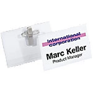 Image of Durable Standard Name Badge with Combi Clip Landscape 75 x 40mm 815719 50 Pieces