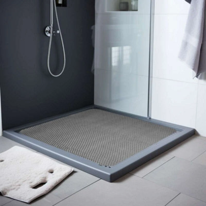 Image of Nicoman Reversible Dual-Colour Grey/brown Pvc Anti Slip Shower Mat Bath Mat - Square 60X60Cm