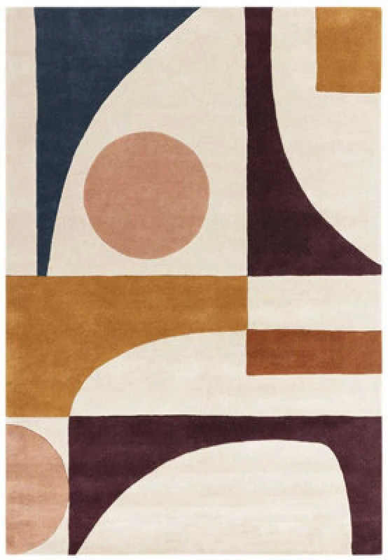 Image of Modern Handmade Multi Abstract Wool Multicoloured Easy To Clean Rug For Living Room & Bedroom-120Cm X 170Cm