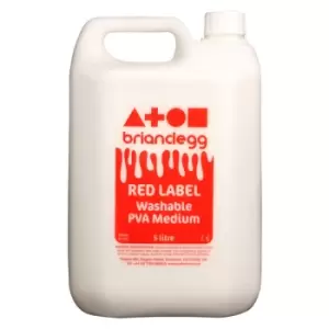 Image of Brian Clegg Red Label Washable PVA Medium Glue 5 Litre Bottle