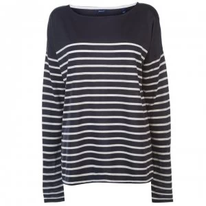 Image of Gant Gang Long Sleeve Striped Top Womens - 433 EVENING BLU