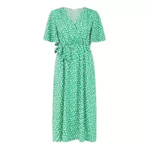 Image of Yumi Green Daisy Print Wrap Dress - Green