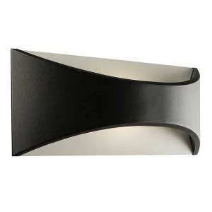 Image of Integrated LED 1 Light Outdoor Up Down Wall Light Textured Matt Black, Opal IP65