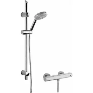 Image of Nuie - Minimalist Thermostatic Bar Shower Valve with Slim Single Function Slider Rail Kit - Chrome