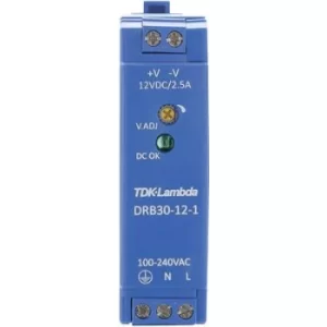 Image of TDK-Lambda DRB-30-12-1 Rail mounted PSU (DIN) 12 V DC 2.5 A 30 W 1 x