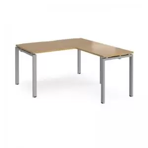Image of Adapt desk 1400mm x 800mm with 800mm return desk - silver frame and