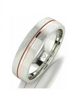 Image of The Love Silver Collection Argentium Silver 5Mm Wedding Band With 9Ct Gold Stripe