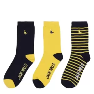 Image of Jack Wills 3 Pack Crew Socks Child Boys - Yellow