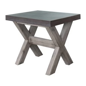 Image of Charles Bentley Fibre Cement and Acacia Wood Garden Stool