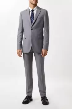 Image of Slim Fit Grey Textured Suit Jacket