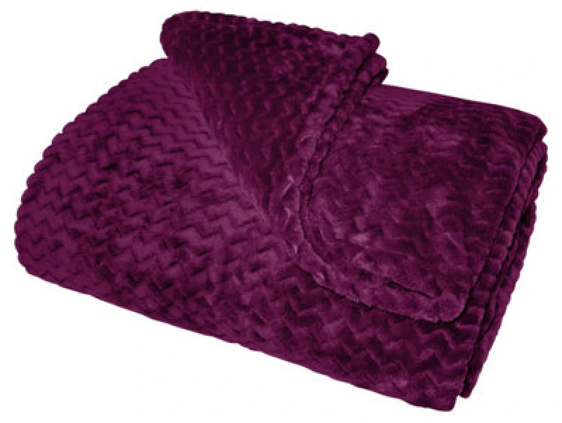 Image of Velosso Cosy Touch Chevron Pattern Faux Mink Throw Blanket - Luxurious Feel, High-Quality Weave For Sofa, Bed - 150Cm X 200Cm - Aubergine