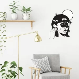 Image of Space Girl Black Decorative Metal Wall Accessory