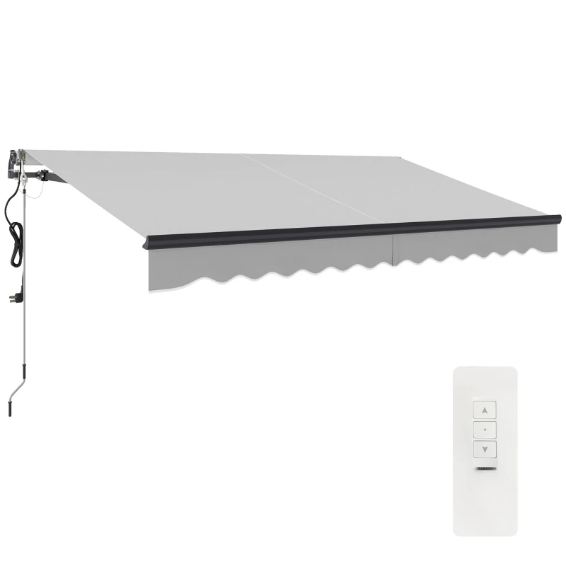 Image of Outsunny 3.5 x 3(m) Electric Retractable Awning w/ Aluminium Frame - Light Grey TJ Hughes 5063603824614