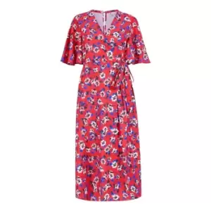 Image of Yumi Red Floral Wrap Dress - Red