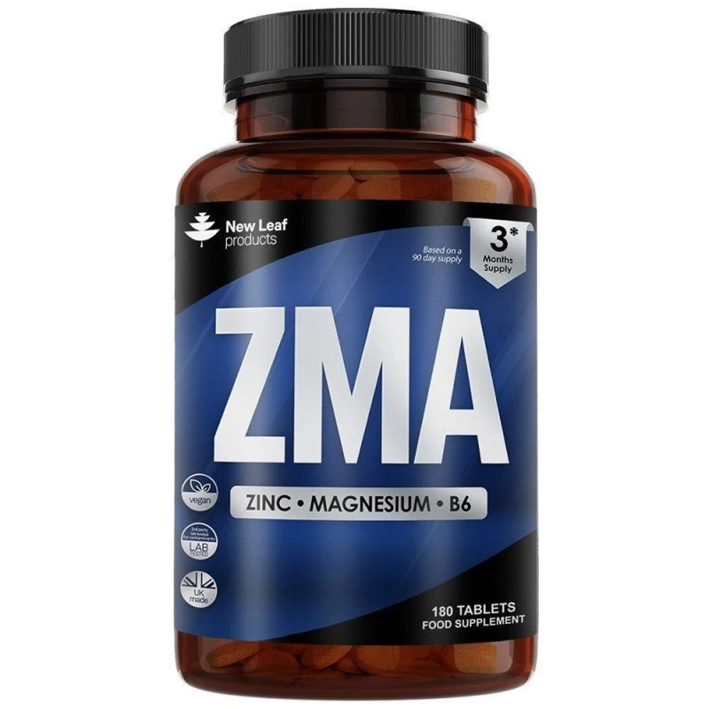 Image of New leaf health New Leaf Products ZMA Supplement - 180 Tablets Zinc Magnesium & Vitamin B6 - Muscle, Sleep Support 3 Month Supply Blue unisex