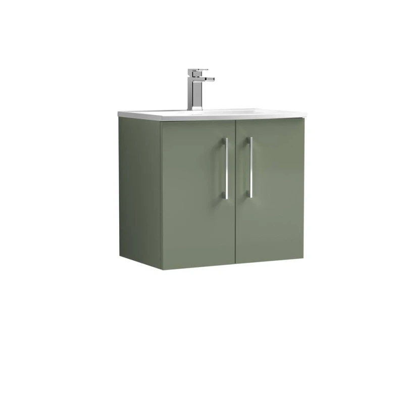Image of Balterley Bathroom 2 Soft Close Door Wall Hung Vanity Unit Basin, Green, 600mm in Green Green Unisex