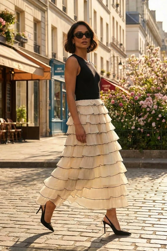 Image of Dusk Womens Ruffle Knit Maxi Dress in Black Size: 10 Black Female 10