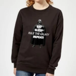 Image of Star Wars Eat Sleep Rule The Galaxy Repeat Womens Sweatshirt - Black - S