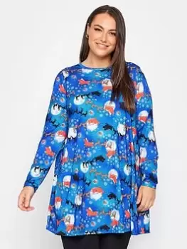 Image of Yours Novelty Long Sleeve Tunic Starry Nights - Blue Size 34-36, Women