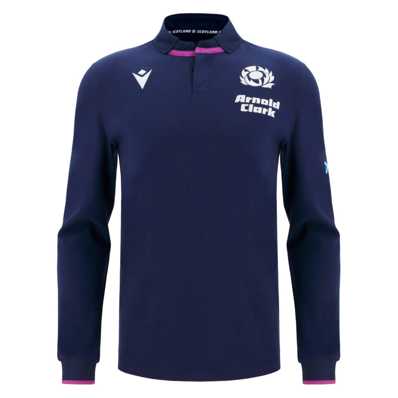 Image of Macron Scotland Rugby Long Sleeve Home Shirt 2025 Adults Navy male Small