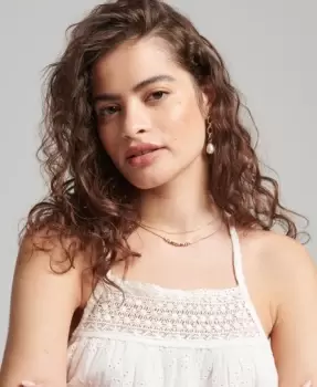 Image of Superdry Womens Vintage Woven Lace Cami Top White / Brilliant White - Size: 12