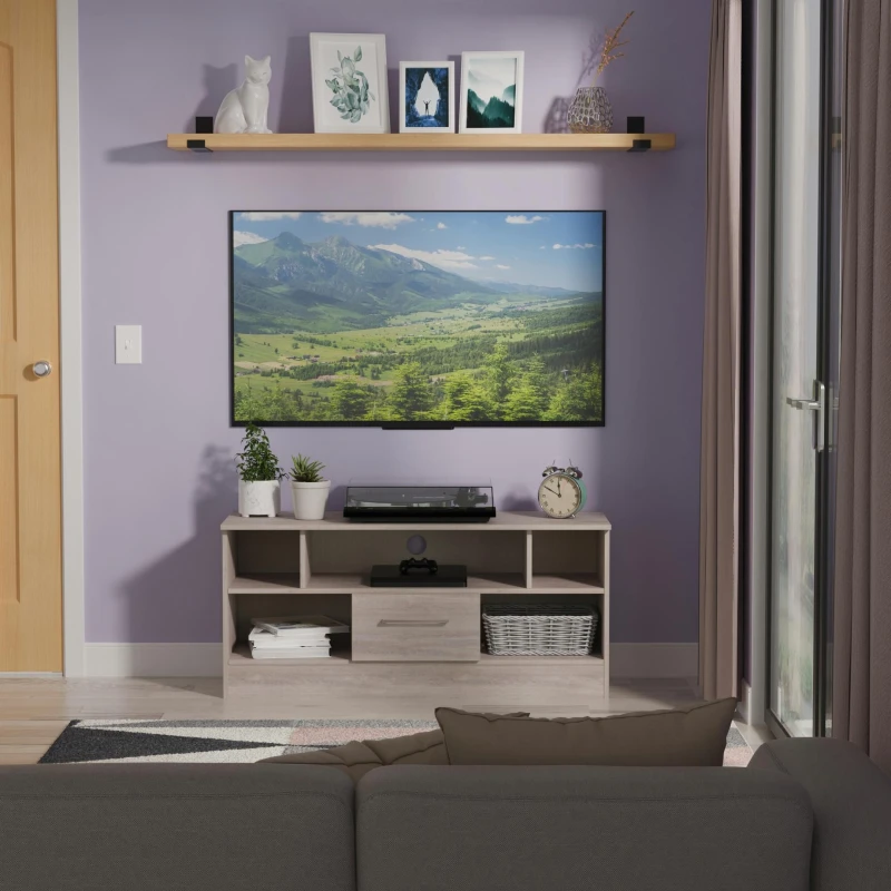 Image of Ready Assembled 2 U Gloucester 1 Drawer TV & Media Unit (Ready Assembled) in Light Grey Light Grey Unisex