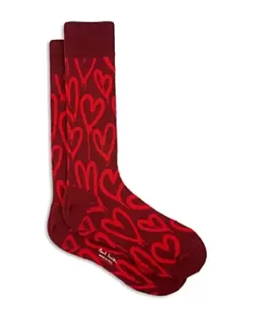 Image of Ps Paul Smith Pop Cotton Blend Heart Mid Calf Socks