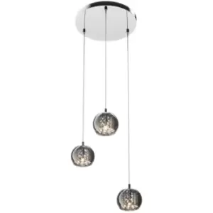 Image of Zumaline Lighting - Zumaline Crystal Cluster Pendant Ceiling Light, Glass, 3x G9