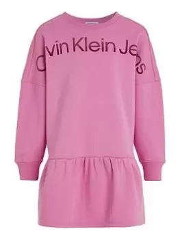 Image of Calvin Klein Jeans Girls Hero Logo Sweat Dress - Violet Fun, Light Purple, Size 12 Years, Women