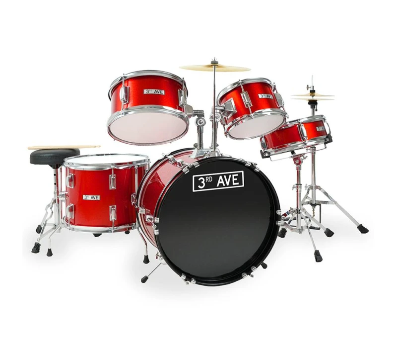 Image of 3RD AVENUE Junior 5 Piece Drum Kit - Red, Red 5060742472805