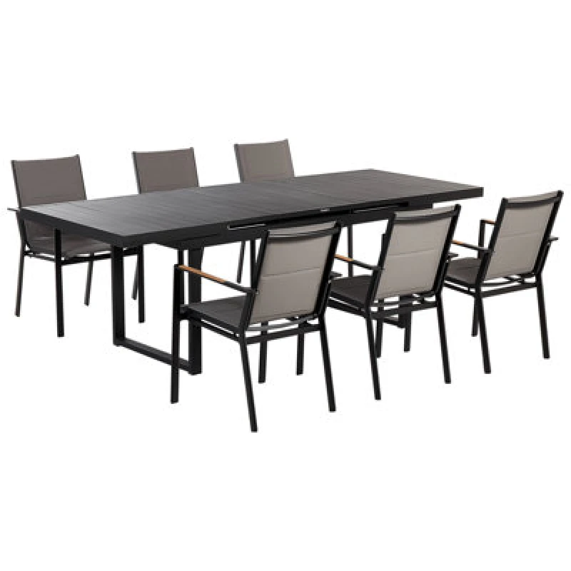 Image of Beliani Garden Dining Set 6 Seater Valcanetto/busseto Metal Black