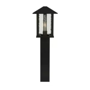 Image of 1 Light Outdoor Post (740mm Height) - Black With Water Glass