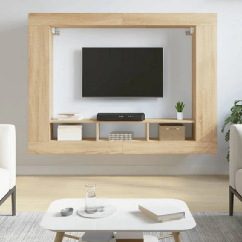 Image of Vidaxl TV Cabinet Sonoma Oak 152X22X113cm Engineered Wood, Brown 833724
