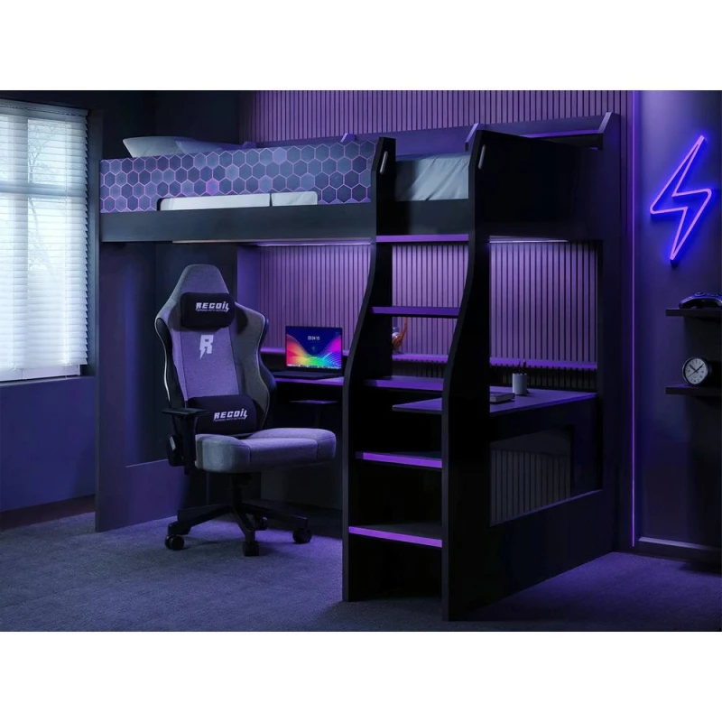 Image of Flair Ultimate Violet Gaming High Sleeper Charcoal & Purple Size: Small Double Purple Unisex Small Double