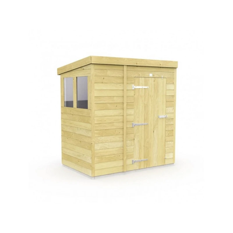 Image of Buttercup Farm 4 x 6 Feet Pent Shed - Double Door W/ Windows - L178 x W127 x H201cm in Brown Brown Unisex