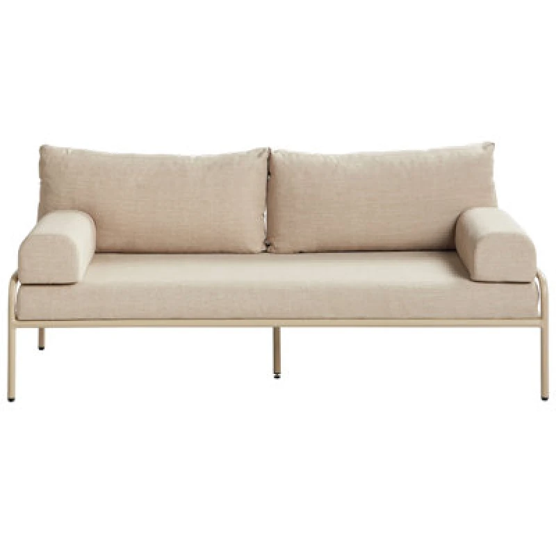 Image of Beliani Garden Sofa 2 Seater Solofra Metal Beige