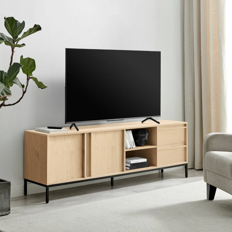 Image of FurnitureboxUK FurnitureboxUK Svit Storage TV Sideboard in Light Oak Light Oak One Size Unisex 5060661188078