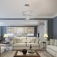 Image of Homcom Chandelier with 3 Crystal Rings Silver