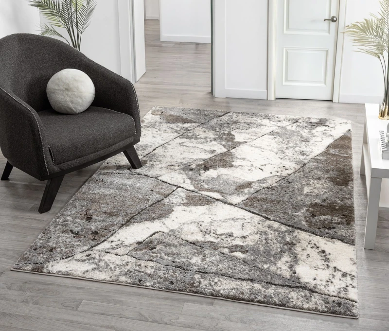 Image of Eleanor Modern Embossed Contemporary Living Room Area Rug - Slate Design,grey,200 X 290 Cm