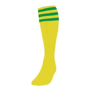 Image of Precision 3 Stripe Football Socks Boys Yellow/Emerald