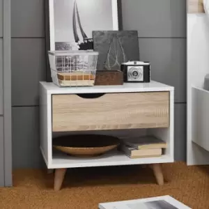 Image of LPD Stockholm 1 Drawer Bedside White-oak