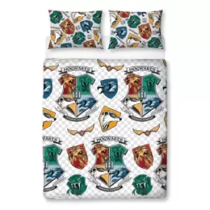 Image of Harry Potter Reversible Grid Duvet Cover Set (Double) (Multicoloured)
