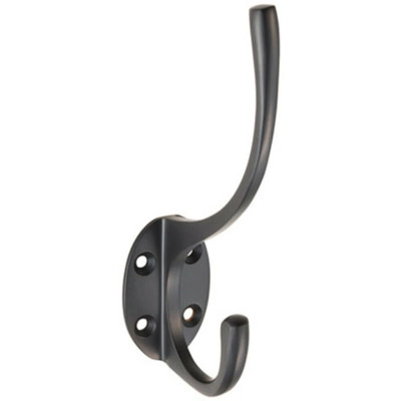 Image of Loops Victorian Hat & Coat Hook on Oval Backplate 64mm Projection Matt Black Black